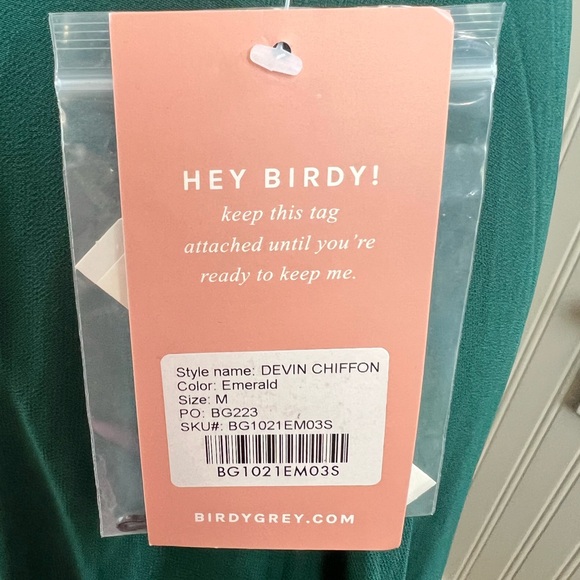 Birdy Grey Devin Convertible Dress‎ Chiffon Emerald Size Medium NWT - Picture 7 of 10